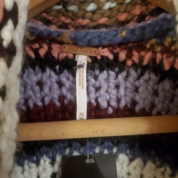 Free People Technicolor Dreamcoat Knit Fringe Duster Cardigan Sweater Womens XS - Picture 6 of 6